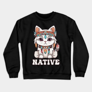 Kawaii Native American Cat Crewneck Sweatshirt